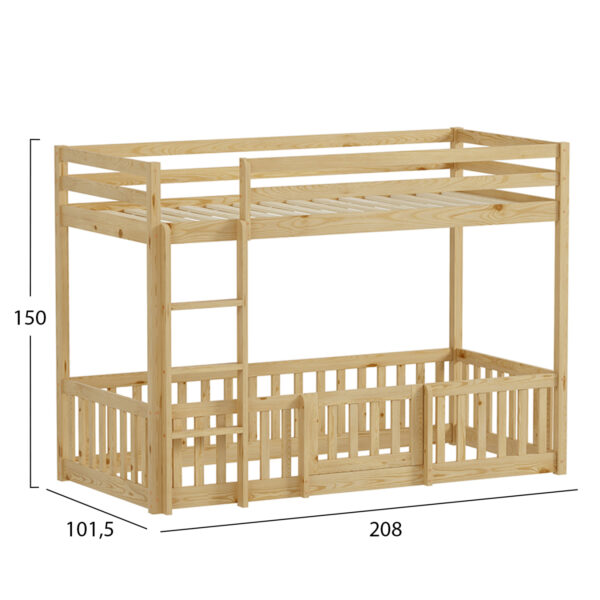 ΠΑΙΔΙΚΗ ΚΟΥΚΕΤΑ ΜΕ ΠΑΡΚΑΚΙ PLAYKID HM703.01 ΞΥΛΟ ΠΕΥΚΟΥ ΦΥΣΙΚΟ ΓΙΑ 190x90εκ (x1) - Image 3