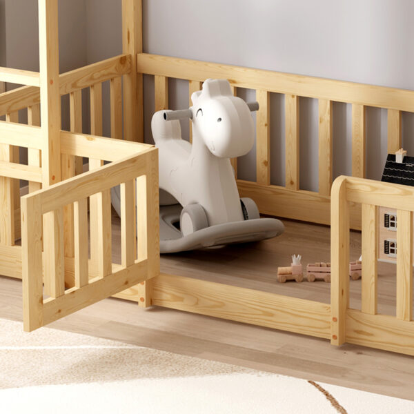 ΠΑΙΔΙΚΗ ΚΟΥΚΕΤΑ ΜΕ ΠΑΡΚΑΚΙ PLAYKID HM703.01 ΞΥΛΟ ΠΕΥΚΟΥ ΦΥΣΙΚΟ ΓΙΑ 190x90εκ (x1) - Image 7