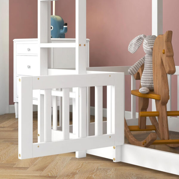 ΠΑΙΔΙΚΗ ΚΟΥΚΕΤΑ ΜΕ ΠΑΡΚΑΚΙ PLAYKID HM703.03 ΞΥΛΟ ΠΕΥΚΟΥ ΛΕΥΚΟ ΓΙΑ 190x90εκ (x1) - Image 5