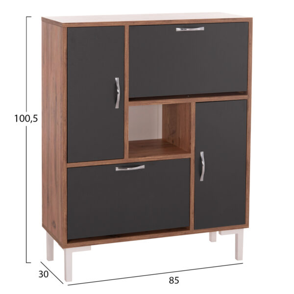 ΠΑΠΟΥΤΣΟΘΗΚΗ MEDY HM18187.02 ΜΕΛΑΜΙΝΗ ΣΕ ΦΥΣΙΚΟ & ΑΝΘΡΑΚΙ-ΜΑΥΡΑ ΠΟΔΙΑ 85x30x108.5Υεκ (x1) - Image 2