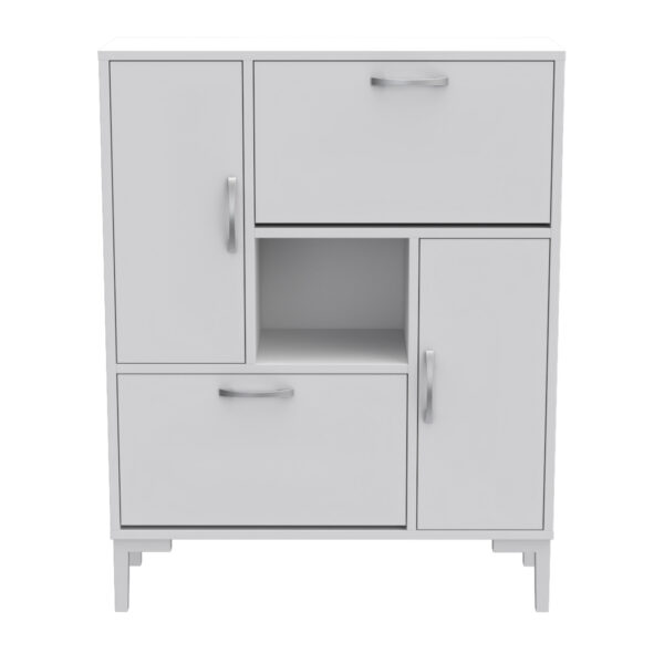 ΠΑΠΟΥΤΣΟΘΗΚΗ MEDY HM18187.03 ΜΕΛΑΜΙΝΗ ΣΕ ΛΕΥΚΟ-ΛΕΥΚΑ ΠΟΔΙΑ 86,5x30x109Υεκ (x1) - Image 3