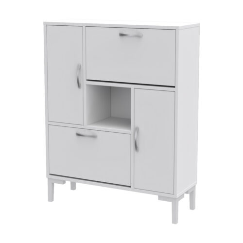 ΠΑΠΟΥΤΣΟΘΗΚΗ MEDY HM18187.03 ΜΕΛΑΜΙΝΗ ΣΕ ΛΕΥΚΟ-ΛΕΥΚΑ ΠΟΔΙΑ 86,5x30x109Υεκ (x1)