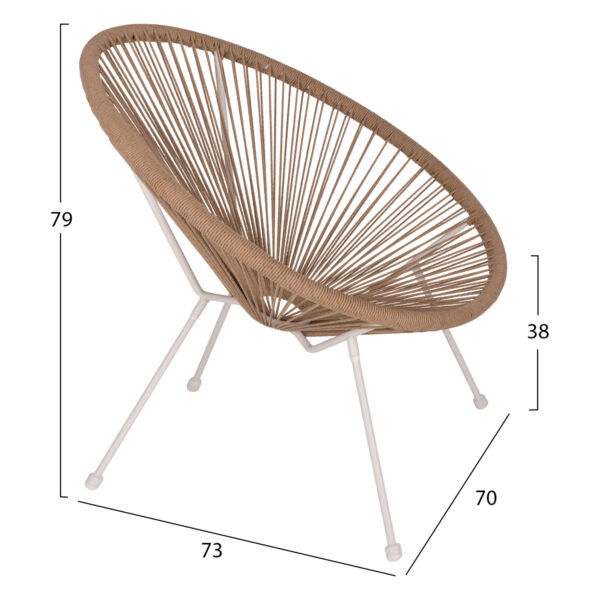 ΠΟΛΥΘΡΟΝΑ ACAPULCO Τ. ΦΩΛΙΑ ΜΕΤΑΛΛΟ ΛΕΥΚΟ ΜΕ TWISTED WICKER HM5871.02 70x73x79 εκ. (x1) - Image 2