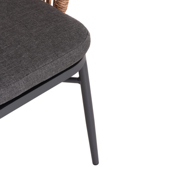 ΠΟΛΥΘΡΟΝΑ ΑΛΟΥΜΙΝΙΟΥ ORIN HM6265.01 ΣΚΟΥΡΟ ΓΚΡΙ- P.E.RATTAN ΣΕ ΦΥΣΙΚΟ 58x61x75Υεκ. (x1) - Image 9
