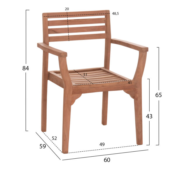 ΠΟΛΥΘΡΟΝΑ ΕΞΩΤ.ΧΩΡΟΥ ERMIONI HM18129 ΞΥΛΟ TEAK--ΦΥΣΙΚΟ ΧΡΩΜΑ 60x59x84Υεκ. (x1) - Image 2