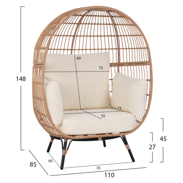 ΠΟΛΥΘΡΟΝΑ ΦΩΛΙΑ ALLEGRA HM5764 ΜΕ WICKER ΣΕ ΜΠΕΖ ΑΠΟΧΡΩΣΗ 110x85x148 εκ. (x1) - Image 2
