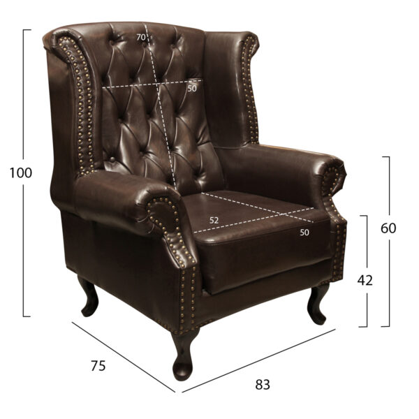 ΠΟΛΥΘΡΟΝΑ-ΜΠΕΡΖΕΡΑ T.CHESTERFIELD POLINA HM0053.01 PU ΣΚ.ΚΑΦΕ 83x75x107 εκ. (x1) - Image 2