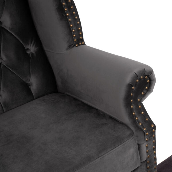 ΠΟΛΥΘΡΟΝΑ-ΜΠΕΡΖΕΡΑ ΓΚΡΙ ΒΕΛΟΥΔΟ T.CHESTERFIELD POLINA 83x75x107Yεκ.HM0053.10 (x1) - Image 7