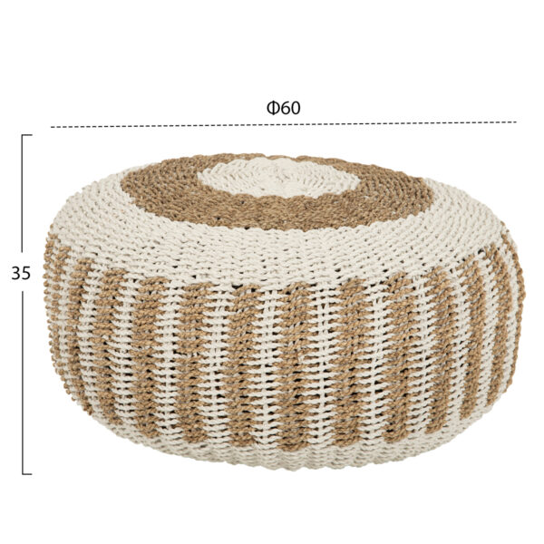 ΠΟΥΦ ΣΚΑΜΠΟ SARONI HM7851.01 SEAGRASS ΣΕ ΦΥΣΙΚΟ-ΛΕΥΚΟ ΧΡΩΜΑ Φ60x35Yεκ. (x1) - Image 2