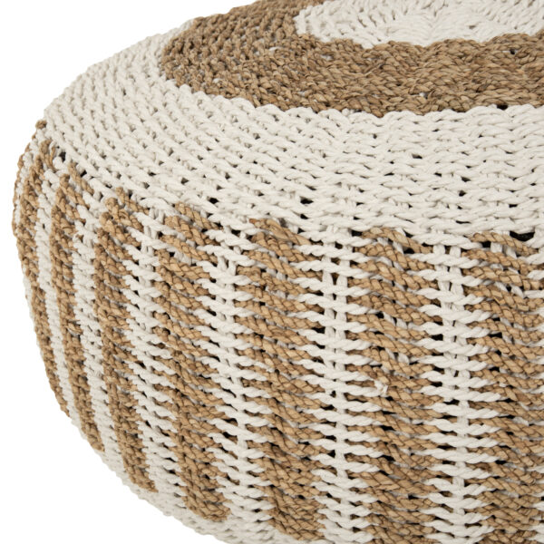 ΠΟΥΦ ΣΚΑΜΠΟ SARONI HM7851.01 SEAGRASS ΣΕ ΦΥΣΙΚΟ-ΛΕΥΚΟ ΧΡΩΜΑ Φ60x35Yεκ. (x1) - Image 3