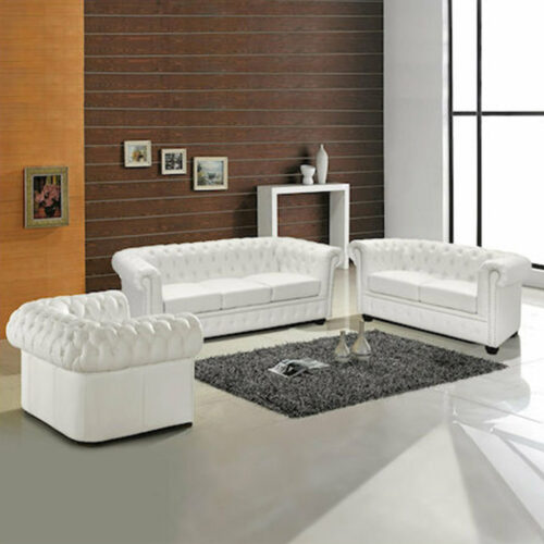 ΣΕΤ ΣΑΛΟΝΙ 2/ΘΕΣΙΟ & 3/ΘΕΣΙΟ & ΠΟΛΥΘΡΟΝΑ CHESTERFIELD ΛΕΥΚΟ ΜΑΤ (x1)