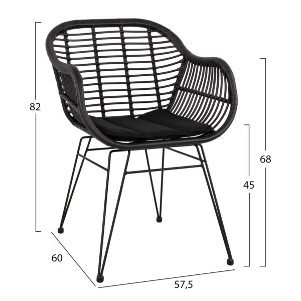 ΣΕΤ ΤΡΑΠΕΖΑΡΙΑΣ 3ΤΜΧ HM11871 ΜΕΤΑΛΛΟ & RATTAN ΣΕ ΜΑΥΡΟ ΧΡΩΜΑ (x1) - Image 2