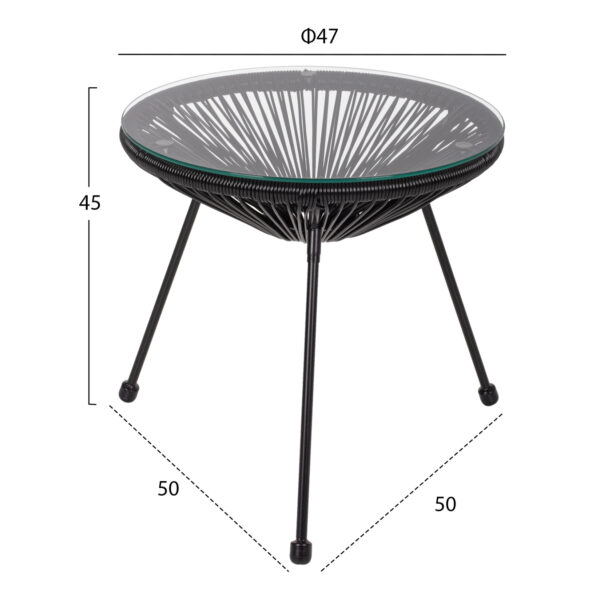 ΣΕΤ ΤΡΑΠΕΖΑΡΙΑΣ 3ΤΜΧ HM11871 ΜΕΤΑΛΛΟ & RATTAN ΣΕ ΜΑΥΡΟ ΧΡΩΜΑ (x1) - Image 3