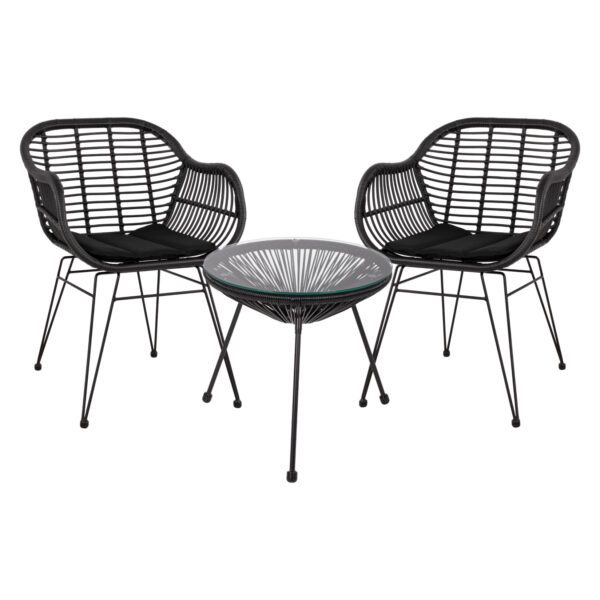 ΣΕΤ ΤΡΑΠΕΖΑΡΙΑΣ 3ΤΜΧ HM11871 ΜΕΤΑΛΛΟ & RATTAN ΣΕ ΜΑΥΡΟ ΧΡΩΜΑ (x1)