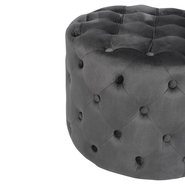 ΣΚΑΜΠΟ KASSIE  ΓΚΡΙ ΒΕΛΟΥΔΟ ΤΥΠΟΥ CHESTERFIELD HM8406.01 Φ60x43Υ εκ. (x1) - Image 3