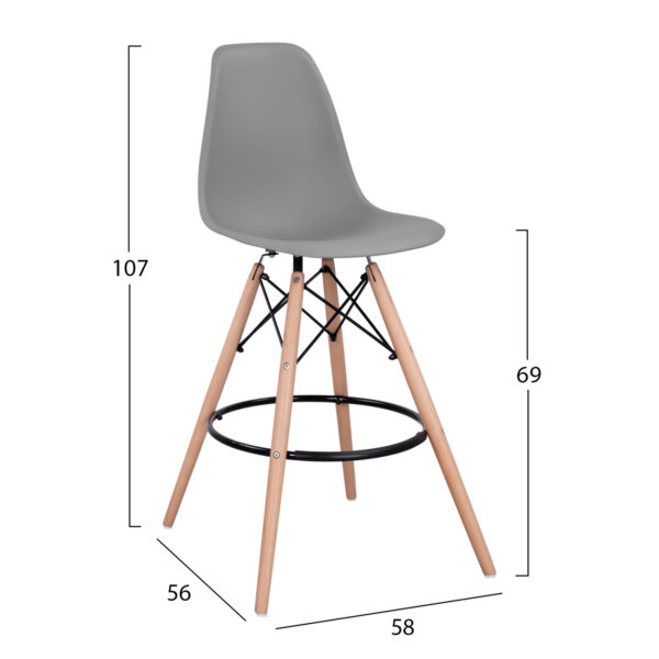 ΣΚΑΜΠΟ ΜΠΑΡ RENATA HM0173.10 ΓΚΡΙ 58x56x107Υ εκ. (x4) - Image 4