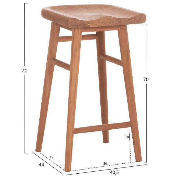 ΣΚΑΜΠΟ ΜΠΑΡ BOLMAR HM18108 ΞΥΛΟ ΤΕΑΚ ΣΕ ΦΥΣΙΚΟ 40.5x44x74Υεκ. (x1) - Image 2