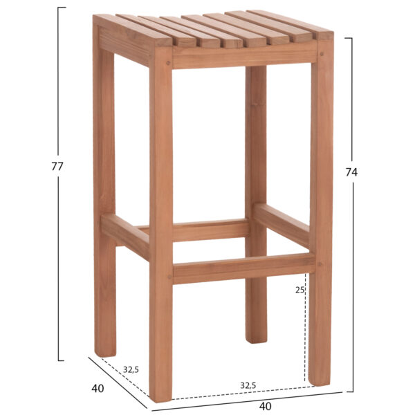 ΣΚΑΜΠΟ ΜΠΑΡ NIKOL HM18109 ΞΥΛΟ ΤΕΑΚ ΣΕ ΦΥΣΙΚΟ 40x40x77Υεκ. (x1) - Image 2