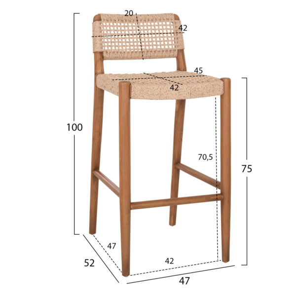 ΣΚΑΜΠΟ ΜΠΑΡ ROSCO HM6134 ΞΥΛΟ ΤΕΑΚ ΦΥΣΙΚΟ & ΣΧΟΙΝΙ VIRO ΜΠΕΖ 47x52x100Υεκ (x1) - Image 2