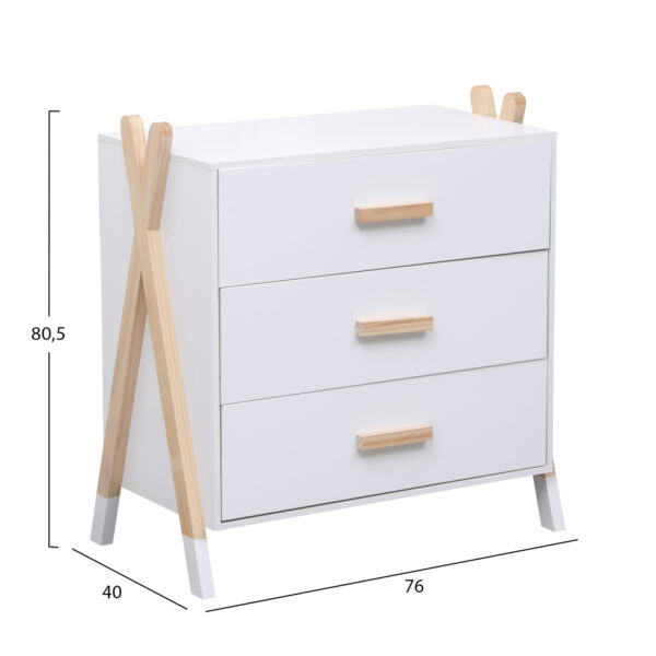 ΣΥΡΤΑΡΙΕΡΑ ΠΑΙΔΙΚH PASCHAL HM2493.03 ΜΕΛΑΜΙΝΗ-ΞΥΛΟ ΠΕΥΚΟΥ 76x40x80.5Υεκ (x1) - Image 3