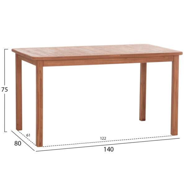 ΤΡΑΠΕΖΙ ΟΡΘΟΓΩΝΙΟ PRESSCOT HM18123 ΞΥΛΟ TEAK--ΦΥΣΙΚΟ 140x80x76Υεκ. (x1) - Image 2