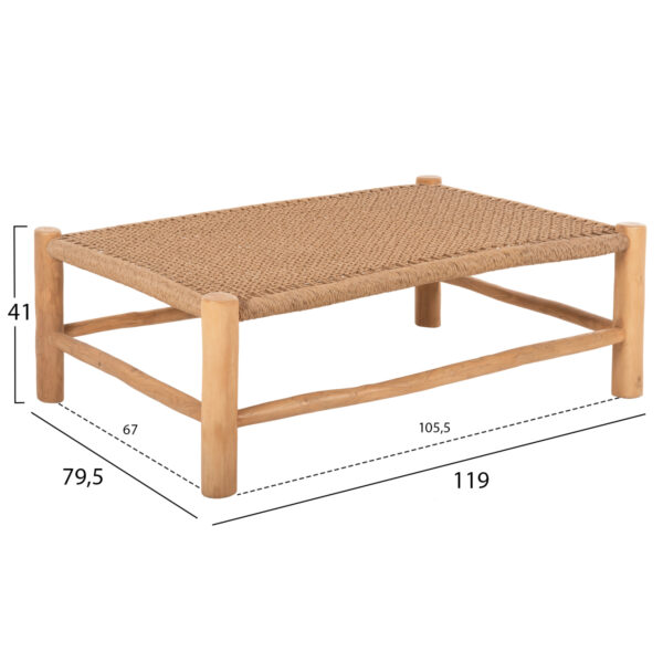 ΤΡΑΠΕΖΙ ΣΑΛΟΝΙΟΥ LONDER HM5985 ΞΥΛΟ ΤΕΑΚ- ΣΥΝΘΕΤΙΚΟ RATTAN-ΦΥΣΙΚΟ 119x79,5x41Yεκ. (x1) - Image 2