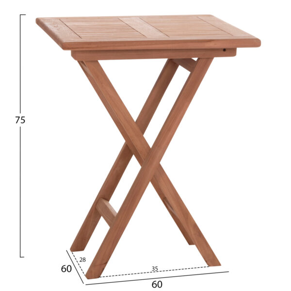 ΤΡΑΠΕΖΙ ΣΚΗΝΟΘΕΤΗ ΤΕΤΡΑΓΩΝΟ ERIS HM18118 ΞΥΛΟ TEAK--ΦΥΣΙΚΟ 60x60x75Υεκ. (x1) - Image 2