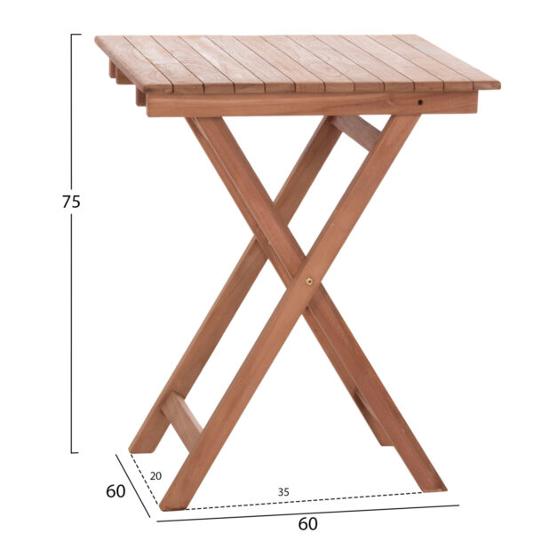 ΤΡΑΠΕΖΙ ΣΚΗΝΟΘΕΤΗ ΤΕΤΡΑΓΩΝΟ HEIDEL HM18121 ΞΥΛΟ TEAK--ΦΥΣΙΚΟ 60x60x75Υεκ. (x1) - Image 2