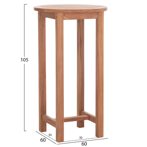 ΤΡΑΠΕΖΙ/ΣΤΑΝΤ ΜΠΑΡ ΣΤΡΟΓΓΥΛΟ PRESSCOT HM18114 ΞΥΛΟ TEAK--ΦΥΣΙΚΟ Φ60x105Υεκ. (x1) - Image 2