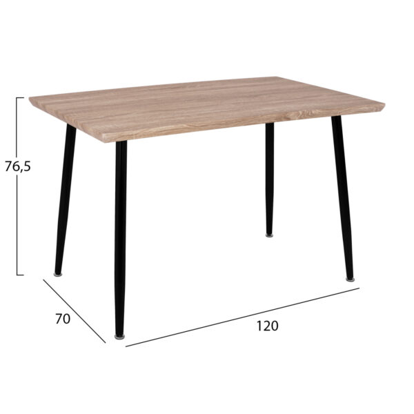 ΤΡΑΠΕΖΙ ΤΡΑΠΕΖΑΡΙΑΣ PALOMA HM8334.01, 120X70Χ76,5 SONΟMA, ΜΑΥΡΑ ΠΟΔΙΑ (x1) - Image 4