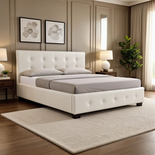 Κρεβάτι Roi pakoworld 160x200 PU λευκό ματ + αποθηκευτικό χώρο (x1)
