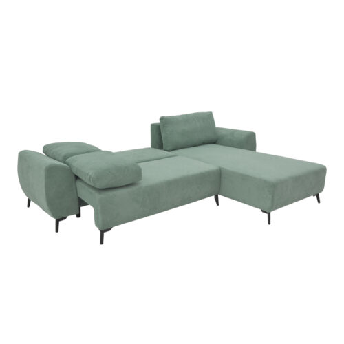 Kαναπές κρεβάτι τριθέσιος αναστρέψιμος Settee pakoworld ύφασμα με αποθηκευτικό χώρο σε μέντα απόχρωση 286x204x93εκ (x1)