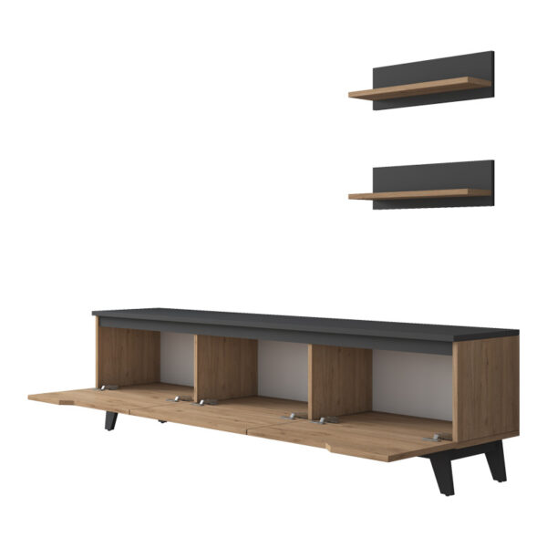Σύνθετο σαλονιού Kasia pakoworld oak-ανθρακί 180x35x48,5εκ (x1) - Image 2