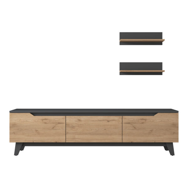 Σύνθετο σαλονιού Kasia pakoworld oak-ανθρακί 180x35x48,5εκ (x1) - Image 3