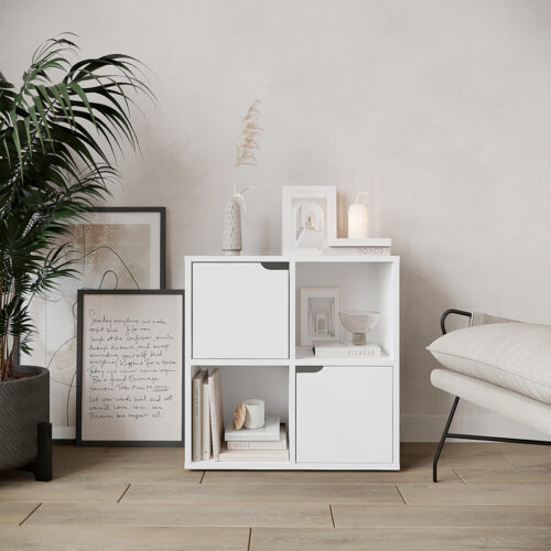Βιβλιοθήκη Bookel pakoworld σε λευκή απόχρωση 59.6x27.5x60.4εκ (x1)