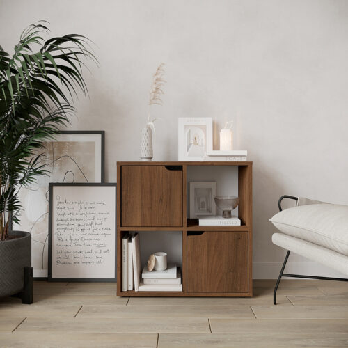 Βιβλιοθήκη Bookel pakoworld σε καρυδί απόχρωση 59.6x27.5x60.4εκ (x1)