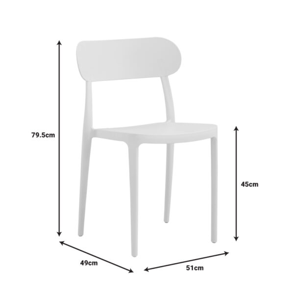 Καρέκλα Amvroan στοιβαζόμενη pakoworld με UV protection λευκό pp 51x49x79.5εκ (x1) - Image 3