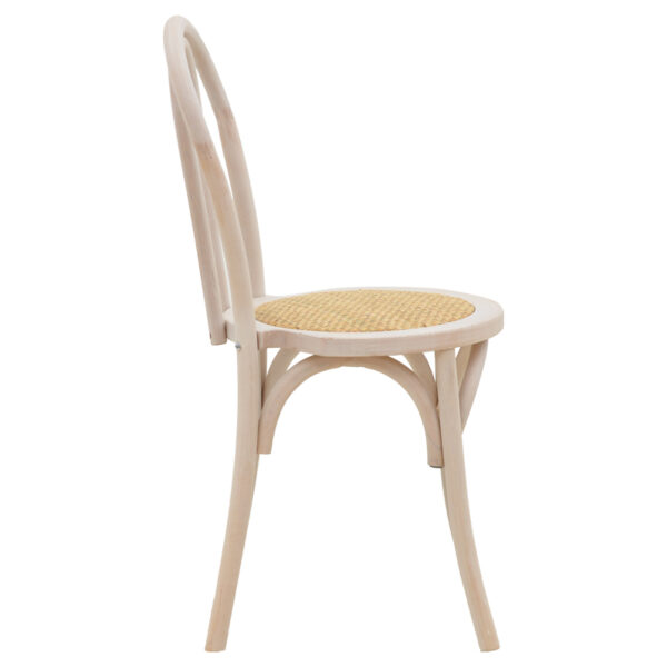 Καρέκλα στοιβαζόμενη Βιέννης Azhel pakoworld white wash ξύλο οξιάς-έδρα φυσικό rattan 41x50x89εκ (x1) - Image 2