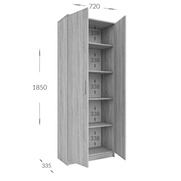 Ντουλάπα Milen με Ράφια Σονόμα 72.3x33.5x185.2cm - Image 2