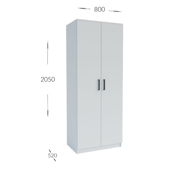 Ντουλάπα Δίφυλλη Simple Λευκή 80x52x205cm - Image 2