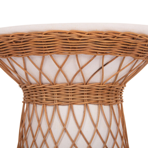 ΒΟΗΘΗΤΙΚΟ ΤΡΑΠΕΖΙ ΣΤΡΟΓΓΥΛΟ DELIA HM18167.02 FIBER CEMENT ΛΕΥΚΟ & RATTAN Φ40x45Υεκ (x1) - Image 5