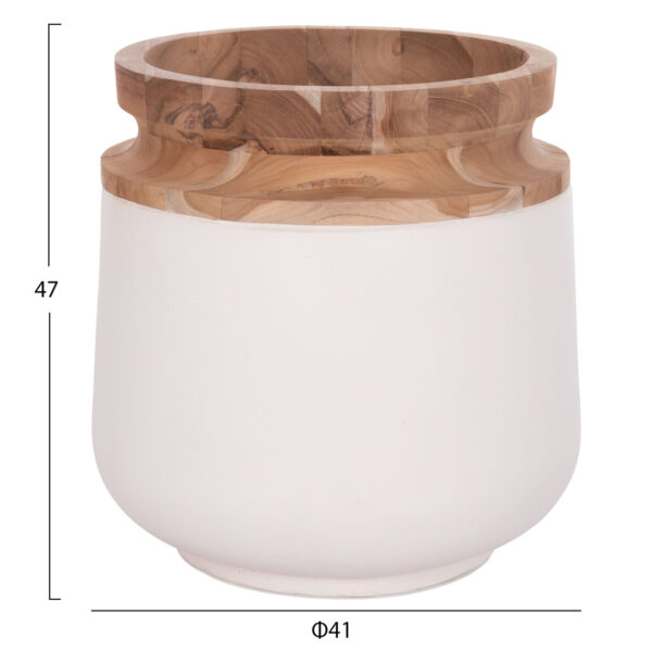 ΔΙΑΚΟΣΜΗΤΙΚΟ ΒΑΖΟ ΔΑΠΕΔΟΥ LINTER HM4662.02L FIBER CEMENT ΛΕΥΚΟ--ΞΥΛΟ ΤΕΑΚ Φ41x47Υεκ. (x1) - Image 2