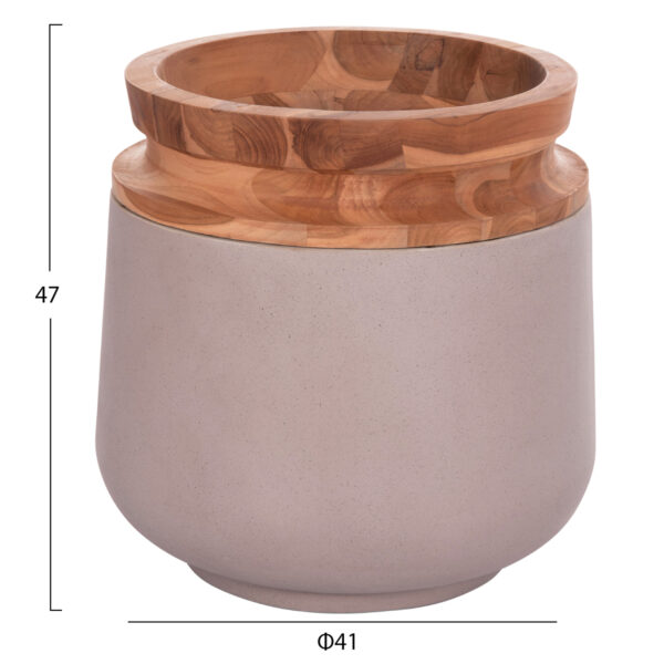 ΔΙΑΚΟΣΜΗΤΙΚΟ ΒΑΖΟ ΔΑΠΕΔΟΥ LINTER HM4662.05L FIBER CEMENT ΓΚΡΙ ΜΑΤ--ΞΥΛΟ ΤΕΑΚ Φ41x47Υεκ (x1) - Image 2
