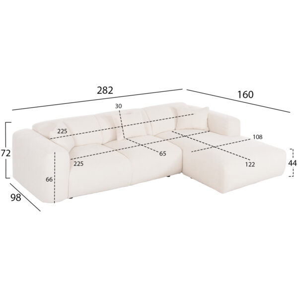 ΚΑΝΑΠΕΣ ΓΩΝΙΑ BRICKEN HM3275.02R ΛΕΥΚΟ ΥΦΑΣΜΑ 110-282x98-160x72Υεκ. (x1) - Image 2