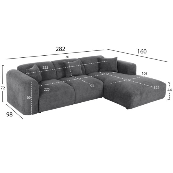 ΚΑΝΑΠΕΣ ΓΩΝΙΑ BRICKEN HM3275.04R ΑΝΘΡΑΚΙ ΥΦΑΣΜΑ 110-282x98-160x72Υεκ. (x1) - Image 2