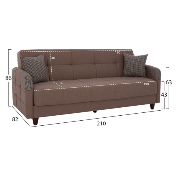 ΚΑΝΑΠΕΣ ΚΡΕΒΑΤΙ ΤΡΙΘΕΣΙΟΣ SANNA HM3245.01 ΜΠΕΖ 210x82x86 εκ. (x1) - Image 2