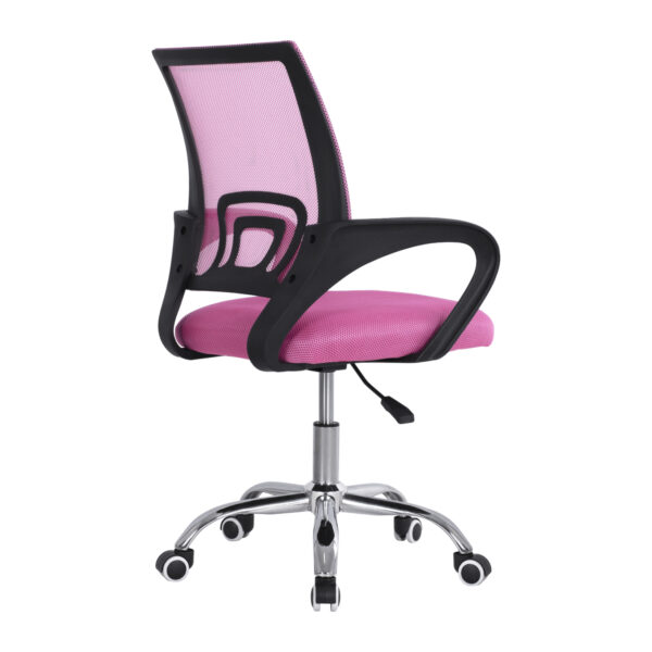 ΚΑΡΕΚΛΑ ΓΡΑΦΕΙΟΥ BRISTONE HM1058.35 ΡΟΖ MESH- ΠΟΔΙ ΧΡΩΜΙΟΥ-ΜΑΥΡΑ ΜΠΡΑΤΣΑ 60x51x95Υεκ (x1) - Image 4
