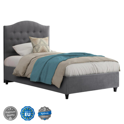 ΚΡΕΒΑΤΙ MALENA ΑΠΟ ΓΚΡΙ ΒΕΛΟΥΔΟ HM651.10 ΓΙΑ ΣΤΡΩΜΑ 90x200 εκ. (x1)