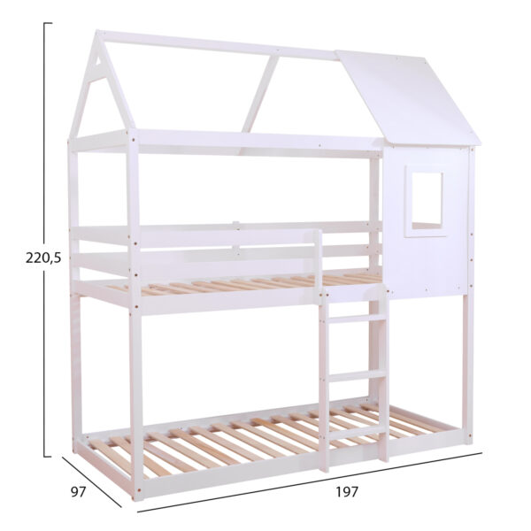 ΠΑΙΔΙΚΗ ΚΟΥΚΕΤΑ ΣΠΙΤΑΚΙ  τ.MONTESSORI HOOD HM705.03 ΞΥΛΟ ΠΕΥΚΟΥ ΣΕ ΛΕΥΚΟ-ΣΤΡΩΜΑΤΑ 190x90εκ (x1) - Image 8