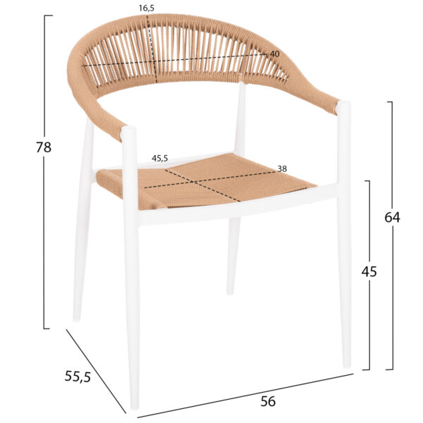 ΠΟΛΥΘΡΟΝΑ ΑΛΟΥΜΙΝΙΟΥ GRET HM5854.01 ΛΕΥΚΗ PE RATTAN ΜΠΕΖ 56x55,5x78Υεκ. (x1) - Image 2